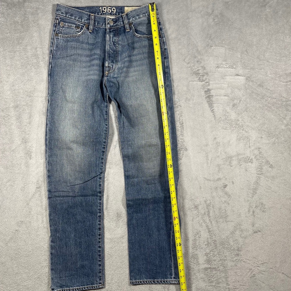 Gap 1969 Jeans Mens 30(29)x32(31) Blue Straight Leg Button Fly Made in USA Denim - Picture 10 of 13
